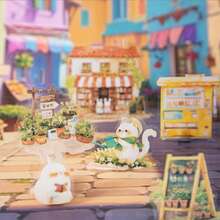 Beautiful Day Scenery Stickers, Animal Shop Street, Cute And Creative Handmade Account, Mobile Phone Back Card Decoration Collage - Multicolor - View 1