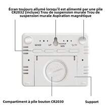 SOKANY Inteligentny budzik 3 w 1, termometr i higrometr, podwójny wyświetlacz temperatury i wilgotności + budzik, przełączany w stopniach Celsjusza/Fahrenheita + format 12/24-godzinny, magnetyczny design do drzwi lodówki/metalowych, zasilany baterią pastylkową CR2032, długotrwały, timer spotkań - Biały - Zobacz 10