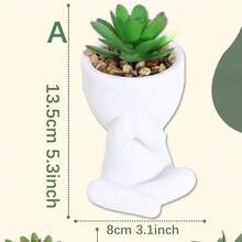 1 peça/3 peças Suculenta Artificial, Suculenta Pequena Individual em Vaso, Três Formatos para Escolher, Vaso Branco, Formato Cartoon, Material PP, Material PE, Verde, Decoração de Mesa, Decoração Doméstica, Decoração de Jardim, Escola, Dormitório, Decoração de Escritório
