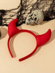 1 Piece Of Halloween Personalized And Quirky Horn-Shaped Headbands Are Perfect For Festive Outfits - الأحمر - مشاهدة 2