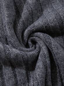 男士罗纹街头风毛衣，独特设计，宽松圆领长袖套头衫，简约风格，适合秋冬季穿着 - 灰色 - 查看 11