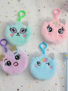 1 Stück 2025 Neuer runder Cartoon Plüsch Anhänger Buch Einhorn große Augen süßes Notizbuch Kinder Taschenbuch - Verschiedenfarbig - Übersicht 3