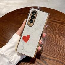 Luxury PU Leather Case, Leather Texture Feel Graphic Heart Print Foldable Mobile Phone Case Compatible With Sam Galaxy Z FLIP FLOP 3 4 5 6 Gold Plated PC Cellphone Protective Shell Design For MOTO RAZR 40 50 60 ULTRA - Vàng - Xem 7