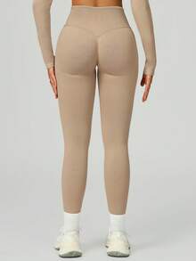 MASKERT Women's Yoga, Fitness, Leisure, Sports Pants, Flared Pants, Running High Waist, Quick Drying, Lifting Buttocks, Yoga Pants, High Elasticity, And Skin Friendly - 棕色 - 查看 2