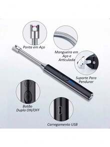 Lighter Stove Lighter Electric Electronic USB Barbecue Candle Original Rechargeable Luxury - màu đen - Xem 4