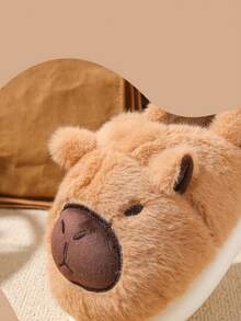 Cartoon Capybara Men's Autumn/Winter Indoor Slippers, Thick Plush Warm Comfortable Couple House Slippers
