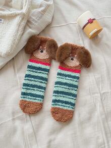 1 Pair Women's Cute Cartoon Dachshund Soft Mid-Calf Socks