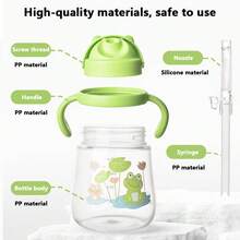 Multidirectional Straw Cup For Kids, Leak-Proof Weighted Straw Cup With Transition Handle, Suitable For Children 6 Months And Above - Green - View 4