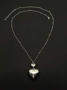 1 pezzo Collana lunga con ciondolo a forma di cuore minimalista in argento per donna