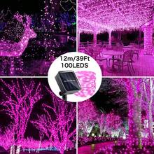 1入 LED 太陽能戶外串燈，8 種模式 DIY 銅線仙女花環燈 7M 50LEDS/12M 100LEDS/17M 150LEDS/22M 200LEDS/32M 300LEDS 聖誕燈飾裝飾，防水太陽能路徑燈適用於花園、露台、婚禮、派對裝飾 - 銅色 - 查看 15