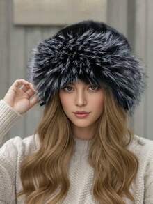 1pc Women Winter Furry Hat, European & Korean Style Warm Headwear, Solid Color Cute & Versatile, Thicker Design - Multicolor - View 15