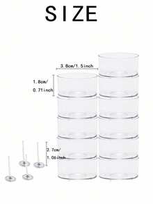 12 piezas de soportes de vela redondos transparentes resistentes al calor y retardantes de llama, adecuados para herramientas de elaboración de velas perfumadas DIY - Multicolor - Ver 3