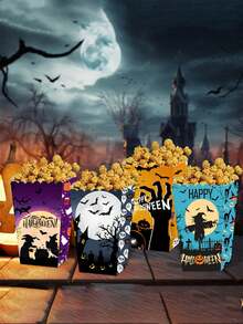 8pcs Foldable Halloween Paper Boxes, Bloody Hand Design, For Snack, Popcorn, Party Decor,Christmas - Multicolor - View 3