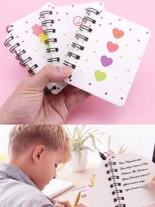 1pc/4pcs Notebook Cute Notebook, Spiral Memo, Kawaii Learning Diary And Notes Blank Pages Fun Mini Drafts, Cover Coil Notebook With Flower, Love, And Bear Patterns, Children's Gifts, Teacher's Back To School Supplies, Children's Party Gifts Or Prizes, Christmas And New Year Gifts, Small And Easy To Store And Carry When Going Out, Quick Recording