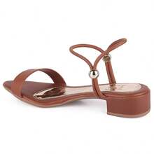 Women's Low Heel Sandal With Adjustable Strap 2 In 1 Everyday Basic Comfortable Promotion - 駝色 - 查看 3