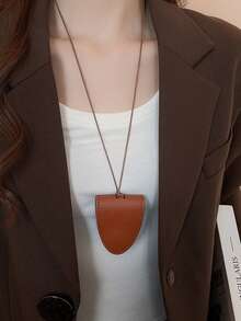 1pc Autumn/Winter Fashion Leather Coin Purse Earphone Holder Necklace, Versatile For Daily Commute And Outings