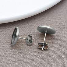 10pcs Stud Earring Kit 304 Stainless Steel Blank Stud Earring Bezel Cabochon Setting Post With Backs For Jewelry Making DIY Findings 10/12/14mm - Multicolor - View 14