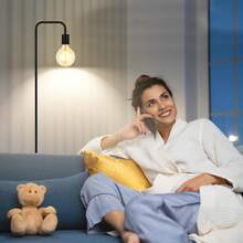 Lámpara de pie industrial para sala de estar, socket E26, 152cm, diseño minimalista para iluminación decorativa, para decoración del hogar, recámara, lectura, oficina (bombilla no incluida) - 1 - Ver 5