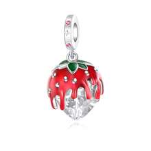 Silver Plated Charms Red Cupid's Arrow Red Love Red Love Twisted Flower Red Cherry Green Leaves Red Love ACE Card Red Strawberry Handwritten Bow Love Fruit Series Beads Charm Fit Original Bracelet Charm Beads Necklace Diy Female Jewelry