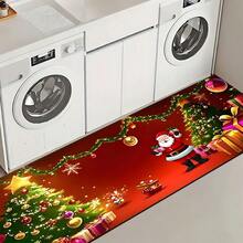 Paillasson thème noir et or de Noël avec design d'arbre de Noël et couronne de renne - résistant à la saleté, léger, convient pour la salle de bain, le salon, la chambre, la cuisine, le bureau - décoration de Noël