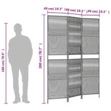 vidaXL Biombo de 3 paneles de ratán sintético - Gris - Ver 2