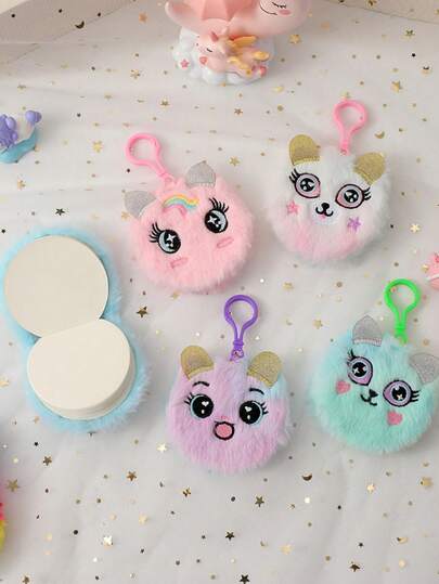 1 pieza Nuevo colgante de peluche redondo de dibujos animados 2025 Libro de bolsillo de unicornio de ojos grandes y lindo cuaderno para niños