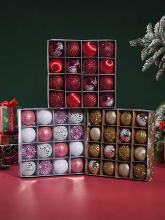 1 pudełko zawierające 16 bombek choinkowych o średnicy 2,36 cala, błyszczące plastikowe ozdoby wiszące w kształcie bombek, zestaw małych drobiazgów, odpowiednie na święta, dekoracje weselne, choinkę, świąteczną dekorację domu, dekorację sceniczną, dekorację pokoju, dekorację domu, wisiorek do dekoracji okna.