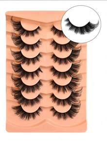 7 paia di ciglie finte a forma di occhio di gatto, fluffy e naturali, con estremità alate, per allungare lo sguardo. ciglie finte per estensioni ciglie, accessori da viaggio per il trucco.