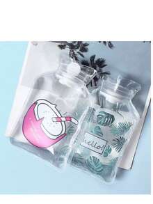 زجاجة ماء ساخن شفافة بتصميم كرتوني جديد، دفاية يدوية صغيرة محمولة قابلة لإعادة التعبئة، وسادة تدفئة للبطن، كيس ماء ساخن مقاوم للانفجار