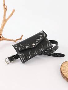 1pc Rivet Punk PU Waist Bag, Versatile For Pairing With Jeans, Skirts