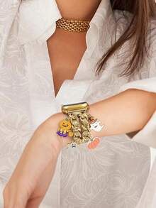 1pc Halloween Skeletons,Pumpkin Lanterns, Multi-Element Pendant Bracelet Strap Compatible With Apple Watch Band Strap 38mm 40mm 41mm 42mm 44mm 45mm 49mm (S10 42)Mm (S10 46)Mm,Halloween Multi-Element Watch Strap Compatible With Iwatch Series Ultra 2 S10 SE 9 8 7 SE 6 5 4 3 2 1,Smart Watch Strap/Band, Unique Personalized And Style Strap