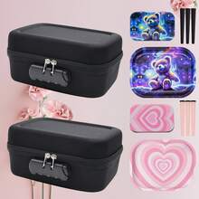 Bolsa de Armazenamento de Grande Capacidade com Adsorção Magnética - Portátil, com Trava de Senha de 3 Dígitos, Inclui 3 Tubos de Armazenamento, Bandeja Giratória, Caixa de Armazenamento, Design de Superfície Magnética, Opções de Tema Coração ou Urso, Acessórios para Fumar e Plataforma de Operação Portátil - Conjunto de Presente Perfeito para Uso Externo, Halloween, Natal