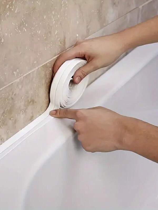 1-Piece White Sealant Tape - Self-Adhesive & Waterproof | Instant Stick-On Bathroom Seal Strip | Suitable For Floor Tiles, Wallpaper, Toilets, Bathtubs, Shower Wall Edges | Quick & Easy Installation In Minutes | Ideal For Sealing Gaps, Preventing Leaks & Enhancing Bathroom Hygiene