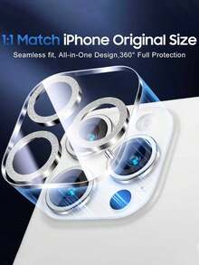 2pcs Silver Transparent Mesh Glitter Lens Protector Film, Waterproof & Shockproof, Compatible With IPhone 11/12/13/14/15/16/16 Plus/16 Pro/16 Pro Max Series, Anti-Fall, Anti-Scratch, Anti-Fingerprint, Full Coverage, Suitable For Daily, Office, Home Phone Camera Protection, Anti-Fall & Anti-Scratch - Clear - View 5