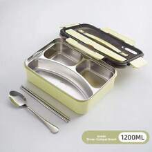 1200ML Stainless Steel Insulated Bento Lunch Box, Meal Prep Container With Compartments For Office Workers, Students, Suitable For Fruit, Pudding, Yogurt, Salad, Cereal, Milk, Soup, Great For Home, School, Office, Travel, Outdoor Picnic, Holiday Gift