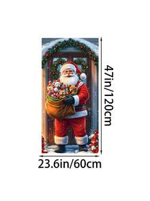 1pc Christmas Santa Claus & Rabbit Snowy Landscape Polyester Door Banner, Holiday Hanging Decor, Suitable For Christmas New Year Home/Shop Door Wall Decoration - Multicolor - View 16