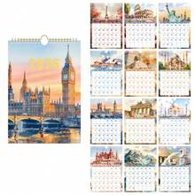 12 fogli Calendario da parete 2026 con stampa in oro, pianificatore giornaliero formato A4, stile pittorico di attrazioni retrò per casa, scuola, ufficio, perfetti accessori organizzativi per individui e professionisti impegnati - Tagli Unica - Visualizzare 12