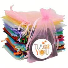 Custom White Organza Gift Bags, Food Bags, Gift Packaging, Holiday Presents, Minimalist & Elegant Design - Multicolor - View 5