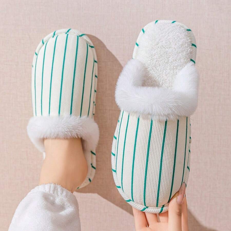 Pantuflas de felpa con cierre deslizante, pantuflas de interior cálidas para el hogar, el dormitorio, pantuflas unisex para pareja en otoño/invierno