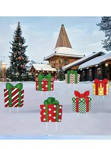 6pcs Christmas Lawn Stakes, 2D Acrylic Flat Outdoor Garden Yard Decor, Holiday Fence Garden Stakes, No Power Needed, Suitable For Home And Outdoor Walkway, Garden Party Supplies, No Electricity Required