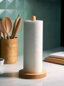 1Pc Wooden Paper Towel Holder,Kitchen Paper Towel Dispenser, Paper Towel Holder Countertop,Bamboo Paper Towel Roll Holder,Napkin Stand On The Desk,Kitchen Towel Rack,Tissue Rack For Kitchen,Dining Room,Restaurant,Plastic Wrap Holder,Table Top Items,Kitchen Storage,Organizer,Standard Roll Holder For Cabinet,Stand With Anti-Skid Base