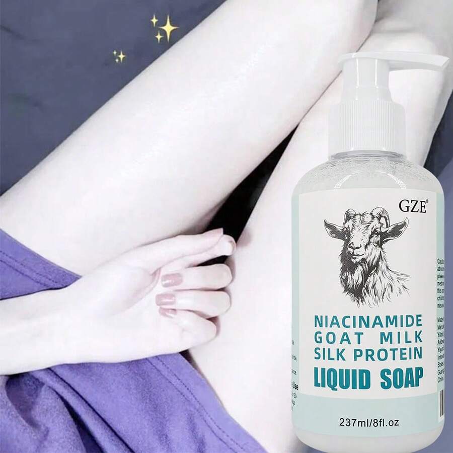GZE Niacinamide Goat Milk Silk Protein Liquid Soap Moisturizing Whitening Gentle Deep Cleansing PH-Balanced Skin Texture Improvement Multi-Functional Benefits