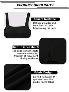 NcmRyu 1 Set Women's Fashion Seamless Elastic Waist Hollow Back Pleated Hem Sports Jumpsuit Dress - Black - View 3