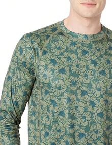 Essentials - Camiseta de natación de manga larga y secado rápido UPF 50 para hombre - flor de hibisco de oliva - Ver 5