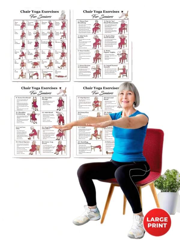 30-Day Chair Yoga Guide For Seniors Over 60: Low-Intensity Exercises, Strength & Balance Recovery - Gentle Chair Yoga For Home & Office Use, Easy-To-Follow Illustrated Workout Plan With Simple Text, Mixed Colors, Chair Yoga For Seniors, Senior Fitness, Simple Illustration, Easytoread Text, Chair Yoga Chart For Senior Balance, Chair Yoga Book For Senior, School Notebooks, Notebook, Note Book, Journal Book, Stationery For Girl