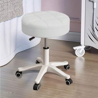 Small Chair Round Rolling Stools With Wheels, PU Leather Height Adjustable Swivel Work SPA Salon Stools