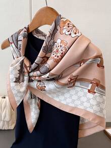 1 pieza Diseño lujoso con estampados florales Pañuelo cuadrado de mujer para primavera y verano de twill, versátil como diadema, accesorio de moda para protección solar, chal, adecuado para viajes, pañuelo bohemio, regalo, accesorio y uso diario al aire libre, decoración elegante para bolsos.