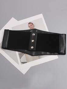 1pc Women's Gothic Black Elastic Corset Wide Waist Belt, Suitable For Halloween Party And Daily Wear