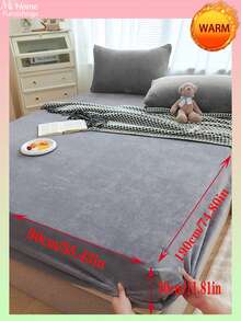 1pc Solid Color Crystal Velvet Fitted Sheet, Bedding, Mattress Protector, Bed Cover, Fitted Sheet, Comfortable Warm Home Textile, Anti-Pilling, Soft Skin-Friendly For Boys Girls Student Dorm Bedding, Machine Washable - Multicolor - View 53