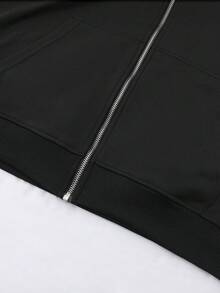 男士长袖拉链领休闲复古印花连帽运动衫